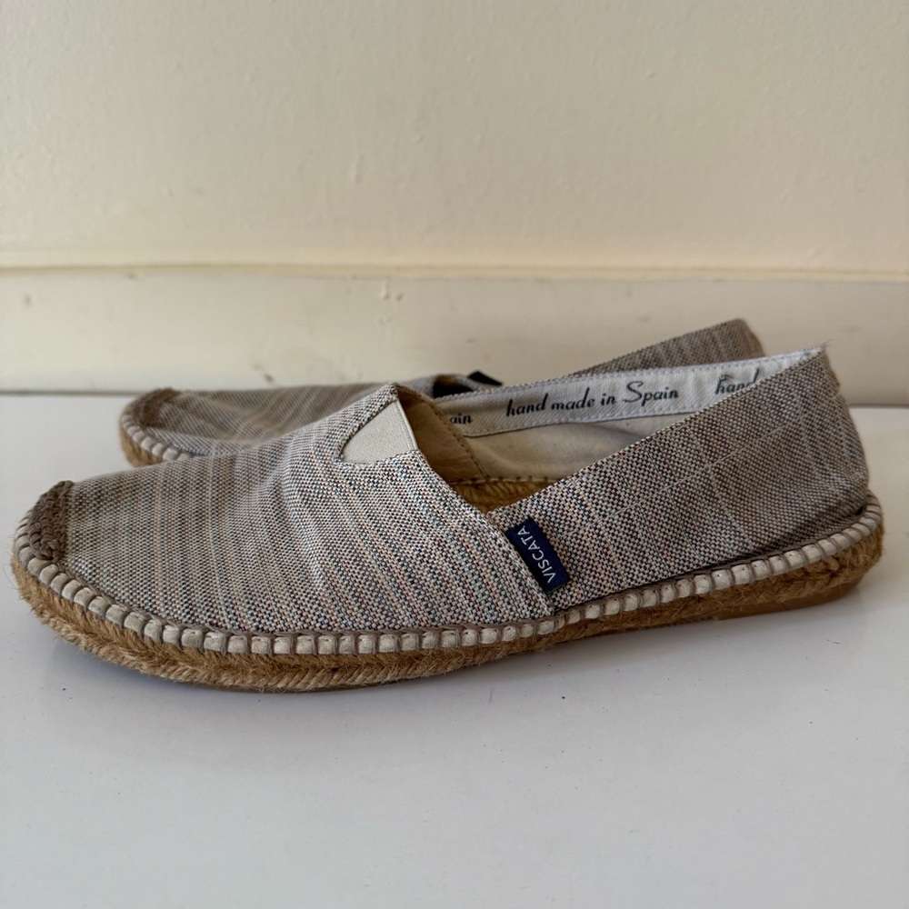 Viscata Barceloneta Espadrille Flats taupe Beige Canvas Slip On ShoeSize 39 / 8